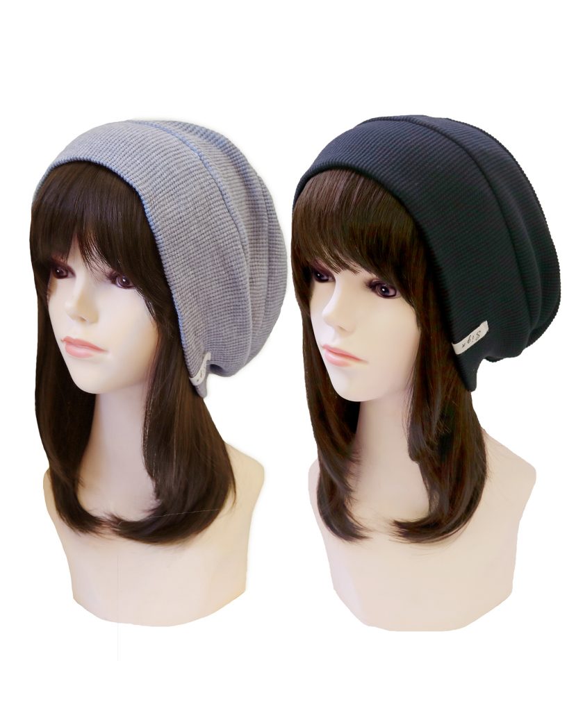 ぶちワンステップ　肌優ショート　帽子ウィッグ 髪付き帽子(帽子ウィッグ)肌優®ショート＆医療用帽子(ワッチ