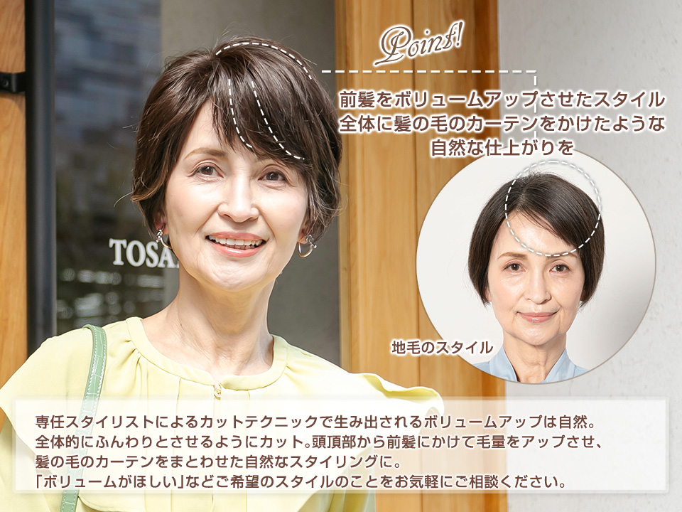 部分ウィッグのスタイルポイント